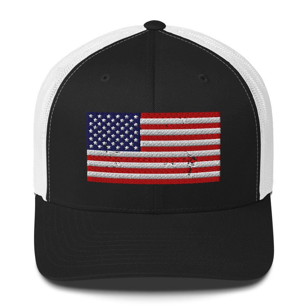 Top Gear Black/ White Classic American Flag Trucker Hat