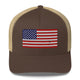 Top Gear Brown/ Khaki Classic American Flag Trucker Hat