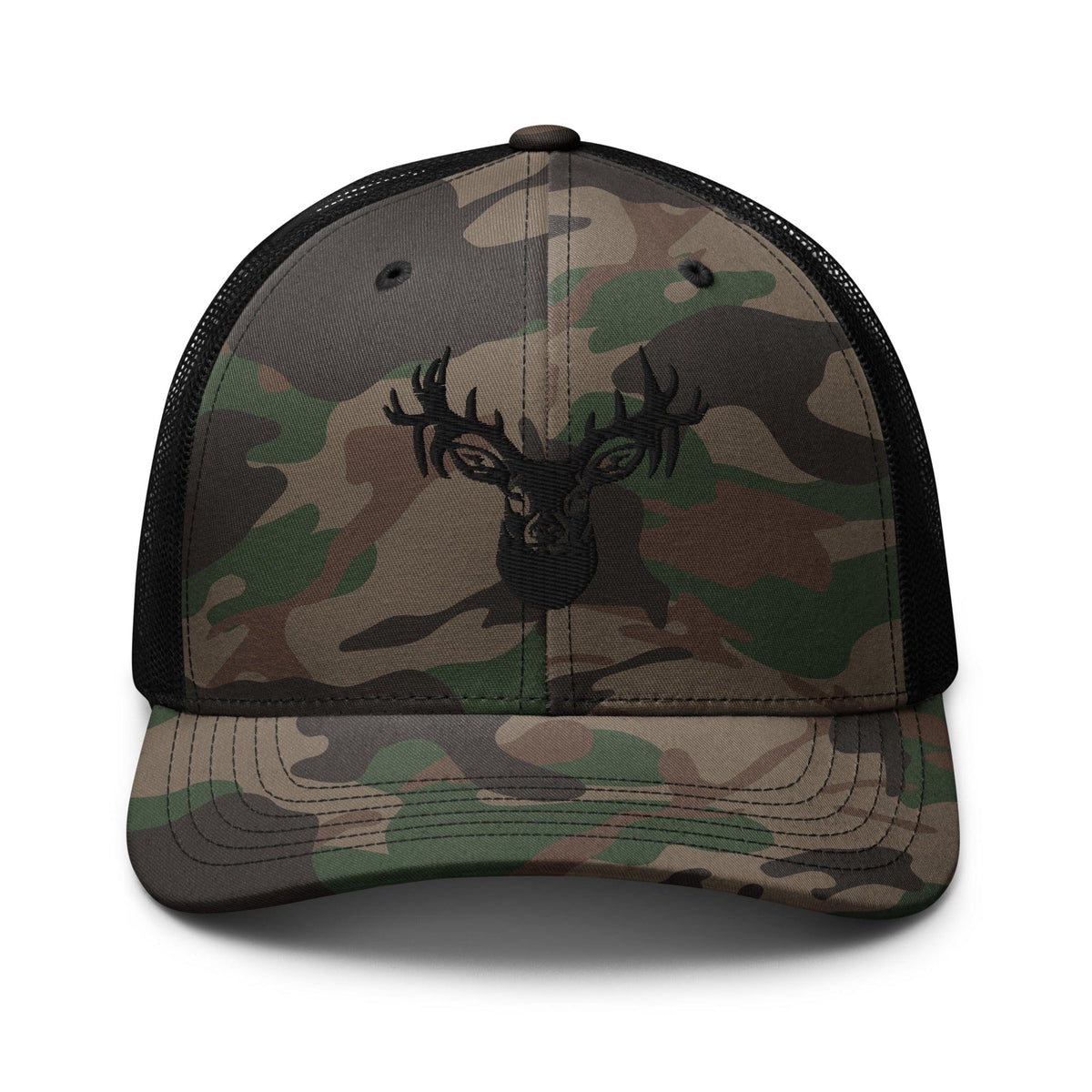 Top Gear Camo/Black Whitetail Buck Camouflage Trucker Hat