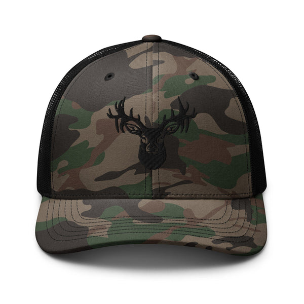 Top Gear Camo/Black Whitetail Buck Camouflage Trucker Hat