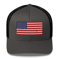 Top Gear Charcoal/ Black Classic American Flag Trucker Hat