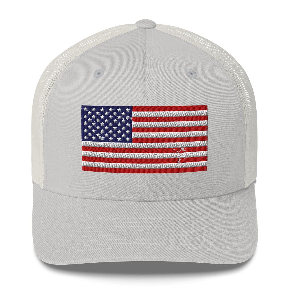 Top Gear Silver Classic American Flag Trucker Hat